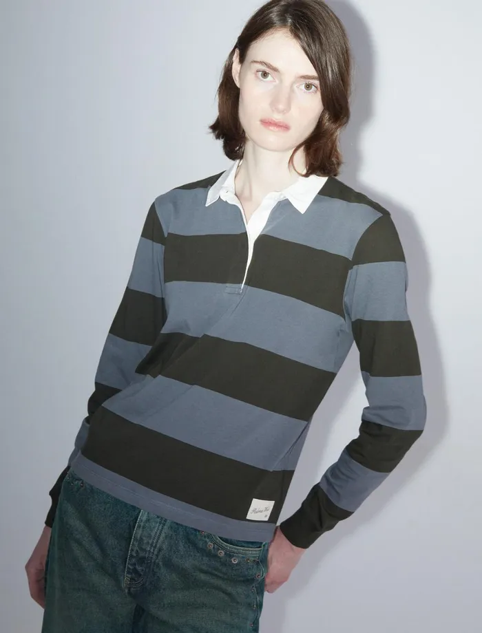 Paloma Wool SUSUKhaki Striped Rugby Polostyle Shirt Women Tops