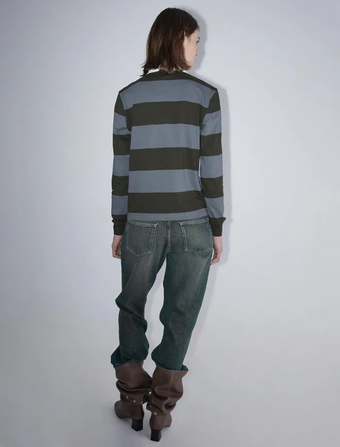 Paloma Wool SUSUKhaki Striped Rugby Polostyle Shirt Women Tops