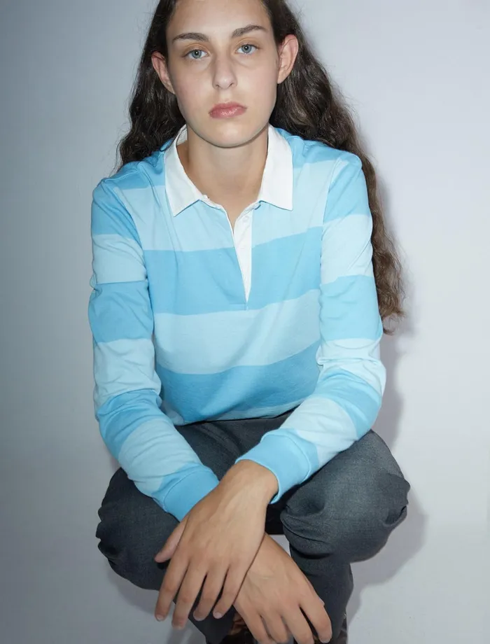 Paloma Wool SUSULightblue Striped Rugby Polostyle Shirt Women Tops