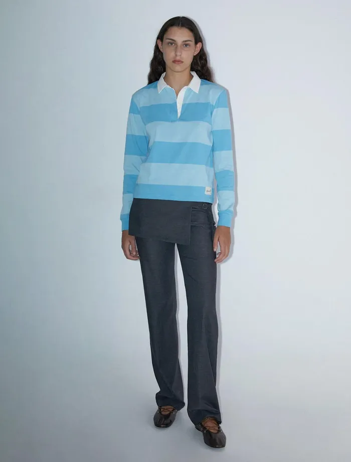 Paloma Wool SUSULightblue Striped Rugby Polostyle Shirt Women Tops