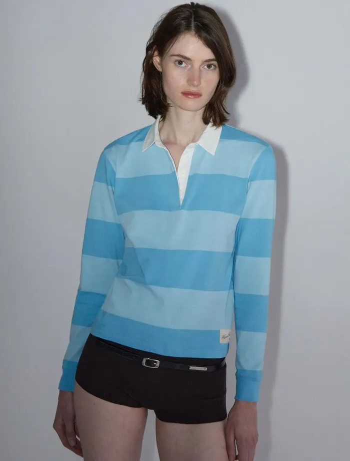 Paloma Wool SUSULightblue Striped Rugby Polostyle Shirt Women Tops