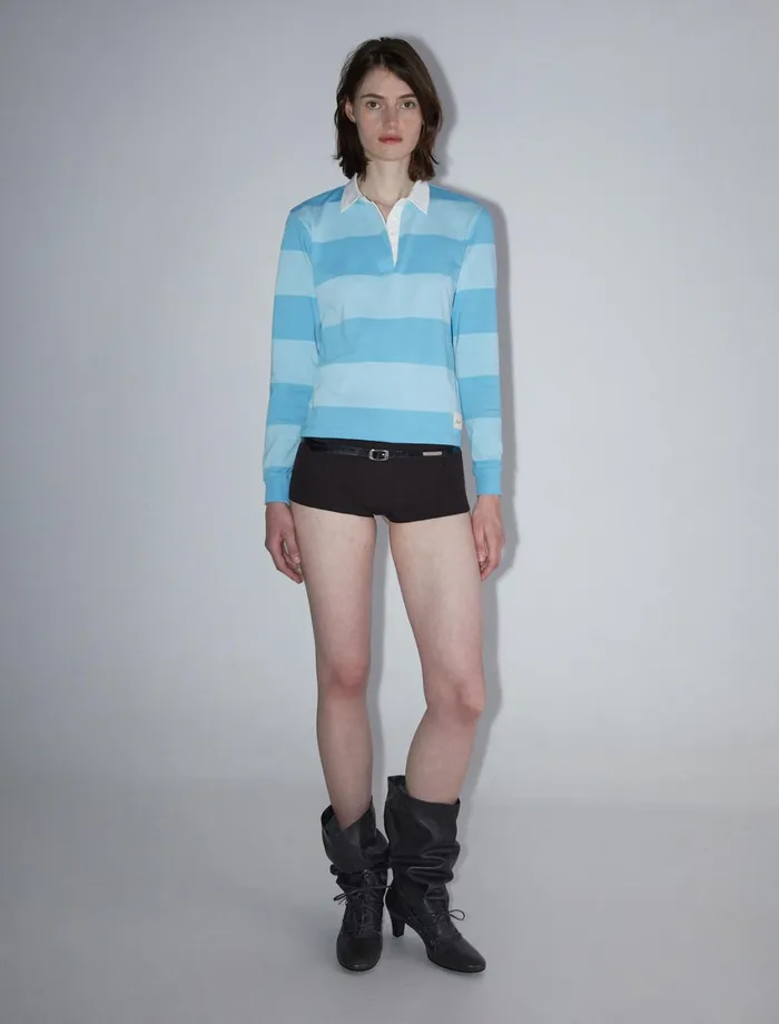 Paloma Wool SUSULightblue Striped Rugby Polostyle Shirt Women Tops