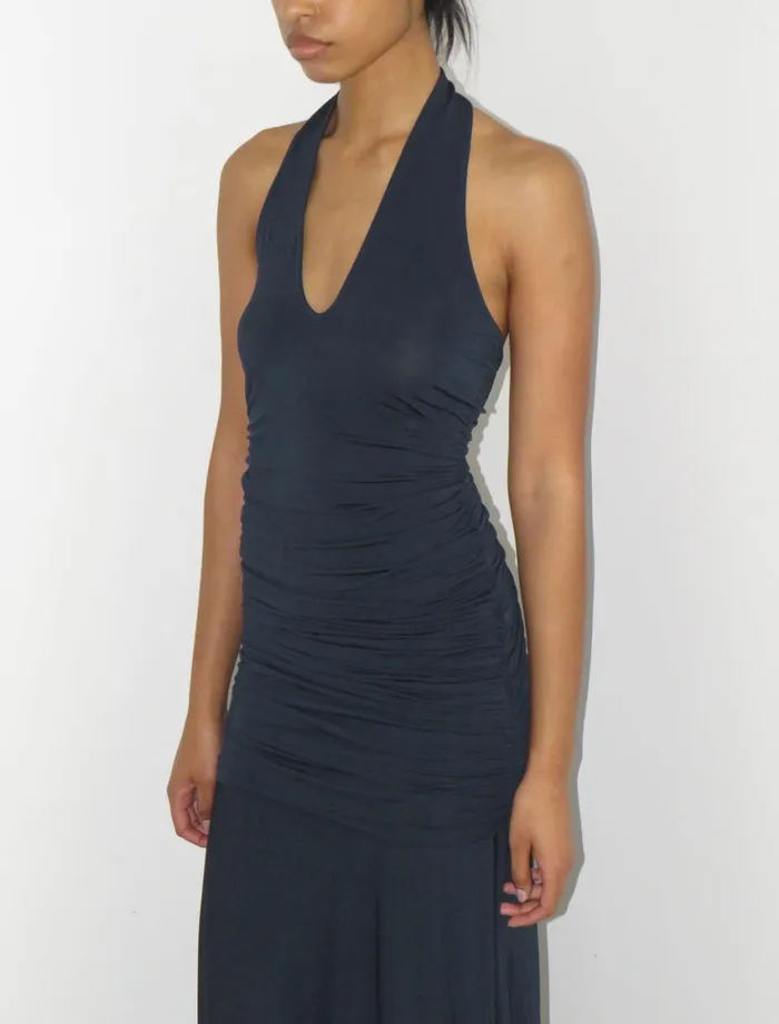 Paloma Wool TILTSlightly Sheer Halter Dress With Gathered Sides And Double Layer Bottom Effect Women Dresses