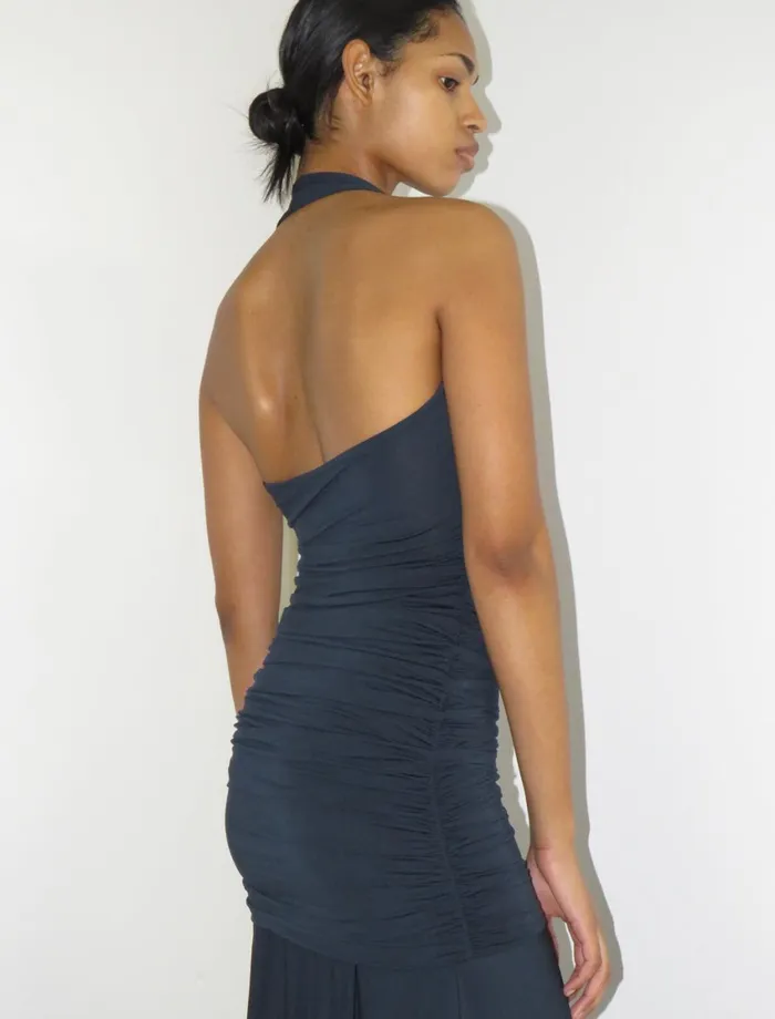 Paloma Wool TILTSlightly Sheer Halter Dress With Gathered Sides And Double Layer Bottom Effect Women Dresses