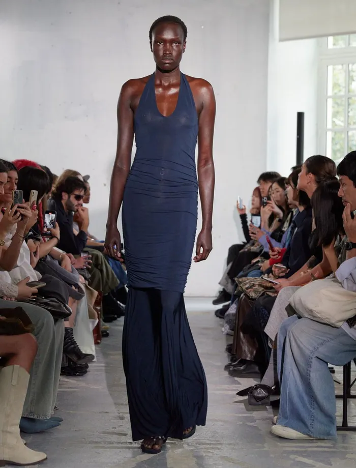 Paloma Wool TILTSlightly Sheer Halter Dress With Gathered Sides And Double Layer Bottom Effect Women Dresses