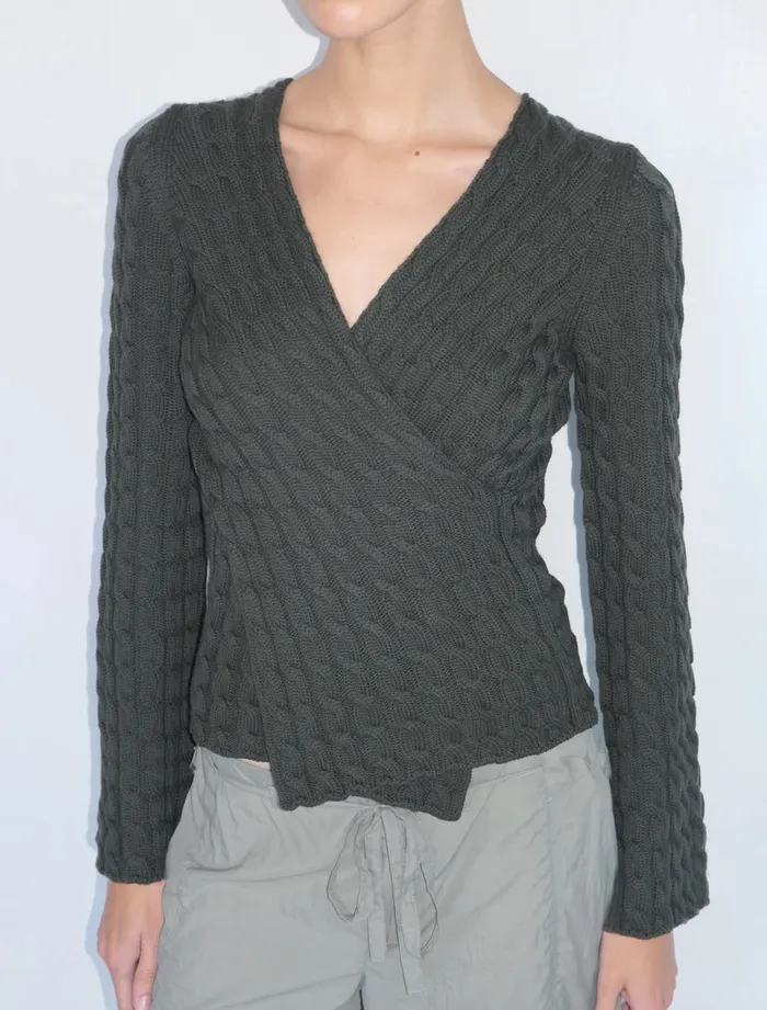 Paloma Wool VALERIAGreen Reversible Longsleeved Knitted Crosschest Top Women Tops Paloma Wool VALERIAGreen Reversible Longsleeved Knitted Crosschest Top Women Tops