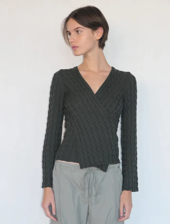 Paloma Wool VALERIAGreen Reversible Longsleeved Knitted Crosschest Top Women Tops