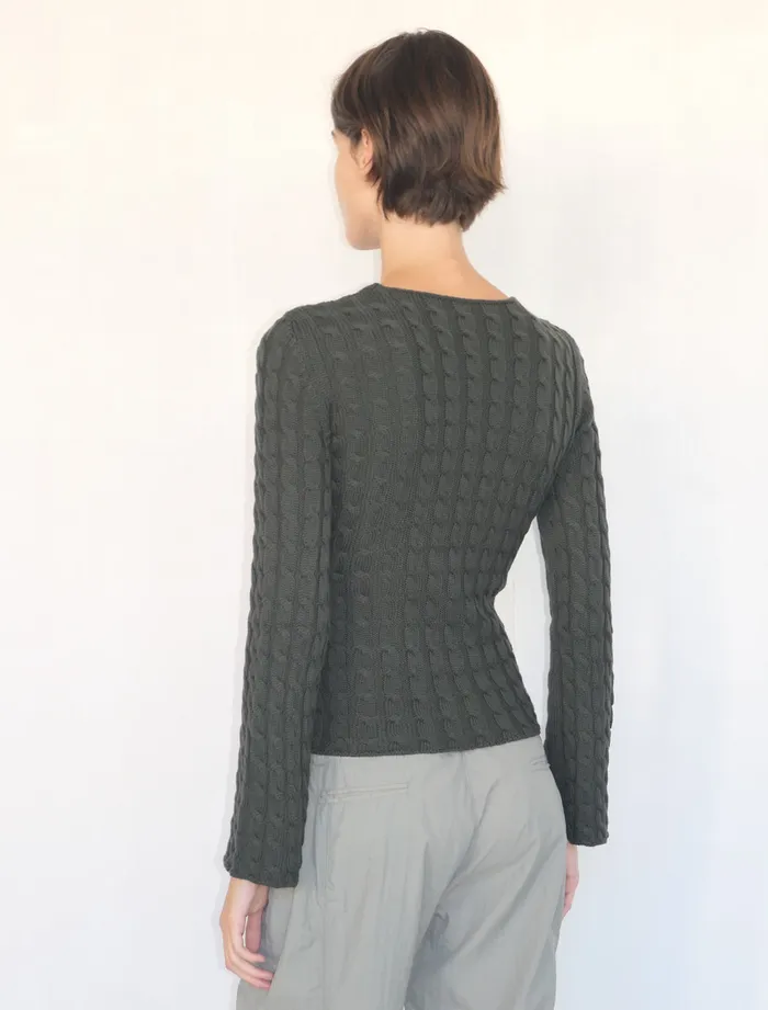 Paloma Wool VALERIAGreen Reversible Longsleeved Knitted Crosschest Top Women Tops