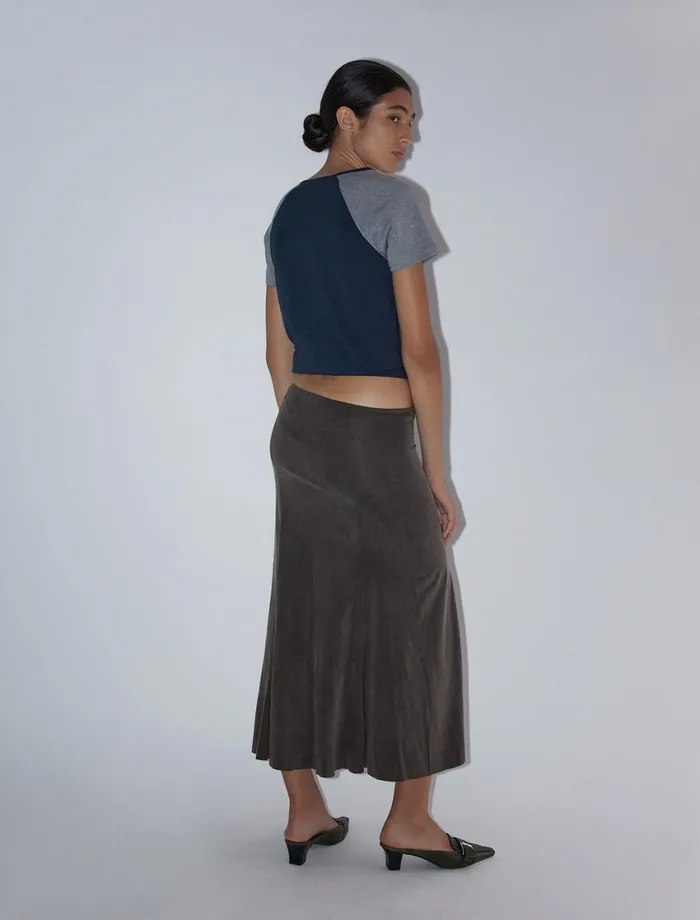 Paloma Wool VICKYBrown Flared Cupro Skirt Women Bottoms