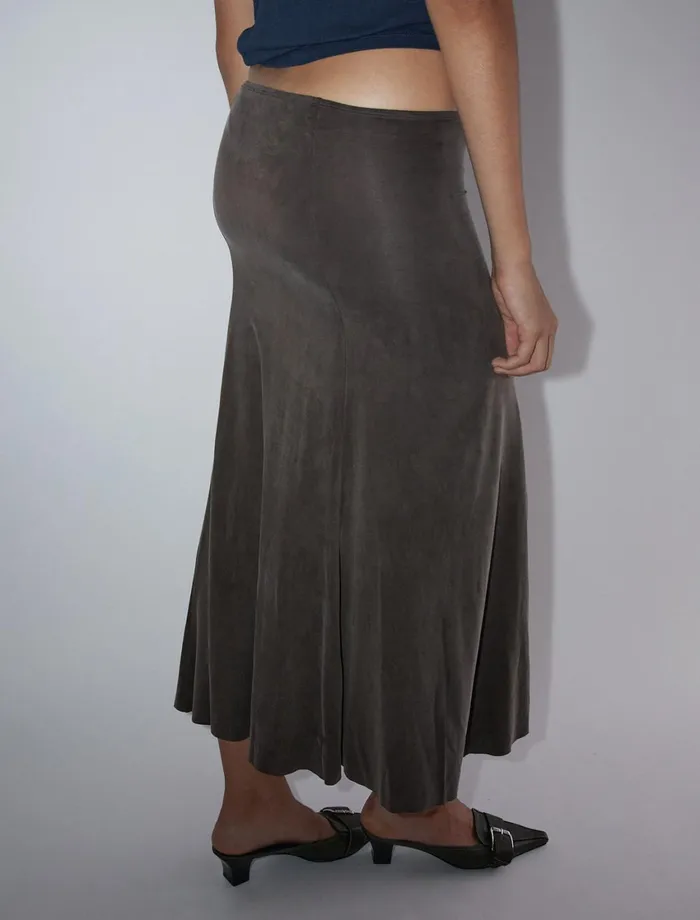 Paloma Wool VICKYBrown Flared Cupro Skirt Women Bottoms