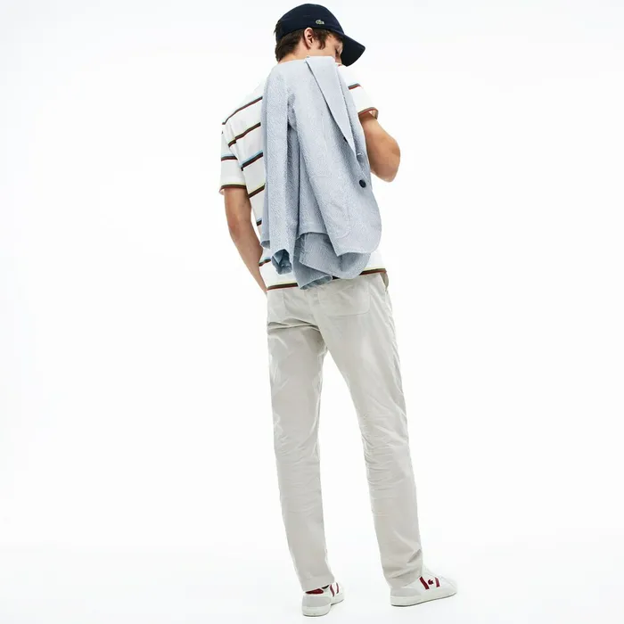 Pants and Shorts Lacoste Mens Lightweight Stretch Cotton Pants Light Grey Popular