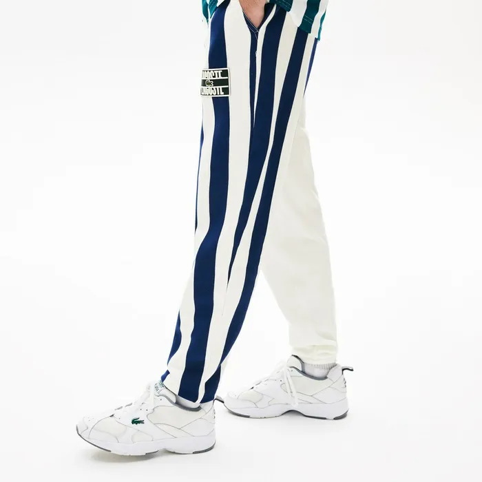 Pants and Shorts Lacoste Mens LIVE Bicolor Fleece Tracksuit Pants WhiteNavy BlueWhite Store
