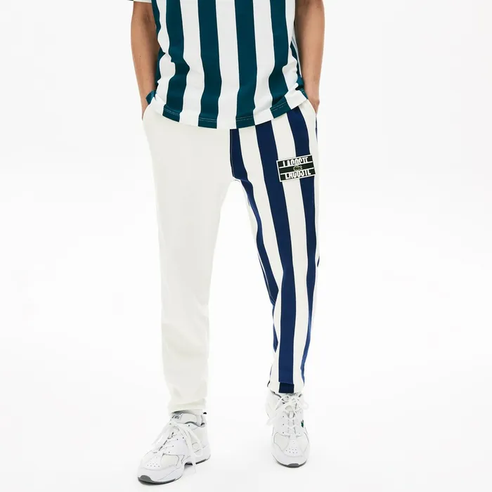 Pants and Shorts Lacoste Mens LIVE Bicolor Fleece Tracksuit Pants WhiteNavy BlueWhite Store