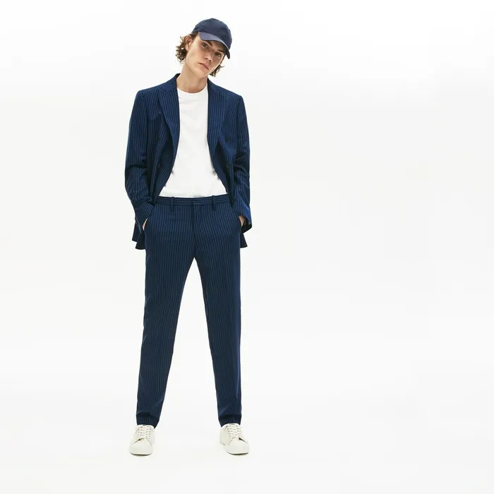 Pants and Shorts Lacoste Mens LIVE Fine Pinstriped Wool Suit Pants BlueWhite Gift Ideas Pants and Shorts Lacoste Mens LIVE Fine Pinstriped Wool Suit Pants BlueWhite Gift Ideas
