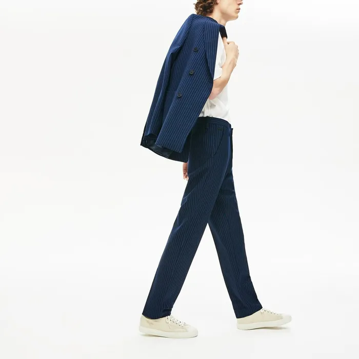 Pants and Shorts Lacoste Mens LIVE Fine Pinstriped Wool Suit Pants BlueWhite Gift Ideas