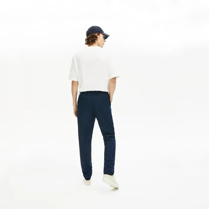 Pants and Shorts Lacoste Mens LIVE Fine Pinstriped Wool Suit Pants BlueWhite Gift Ideas
