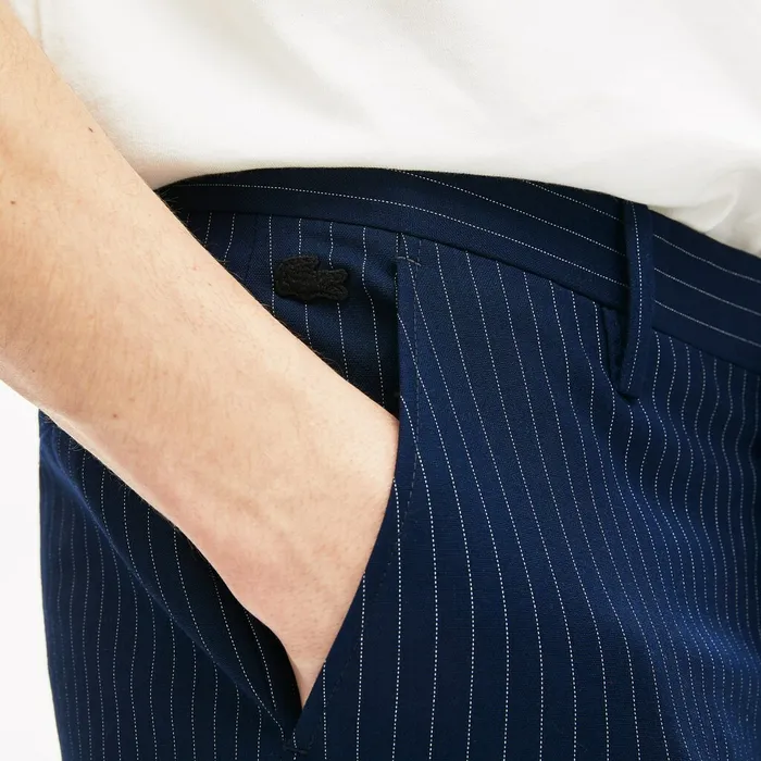 Pants and Shorts Lacoste Mens LIVE Fine Pinstriped Wool Suit Pants BlueWhite Gift Ideas