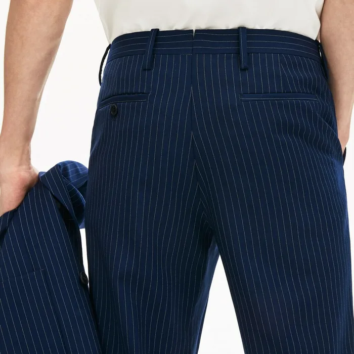 Pants and Shorts Lacoste Mens LIVE Fine Pinstriped Wool Suit Pants BlueWhite Gift Ideas