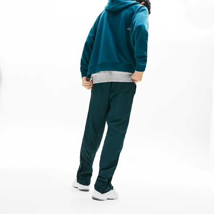 Pants and Shorts Lacoste Mens LIVE Lightweight Striped Track Pants BlackGreen Shop Online