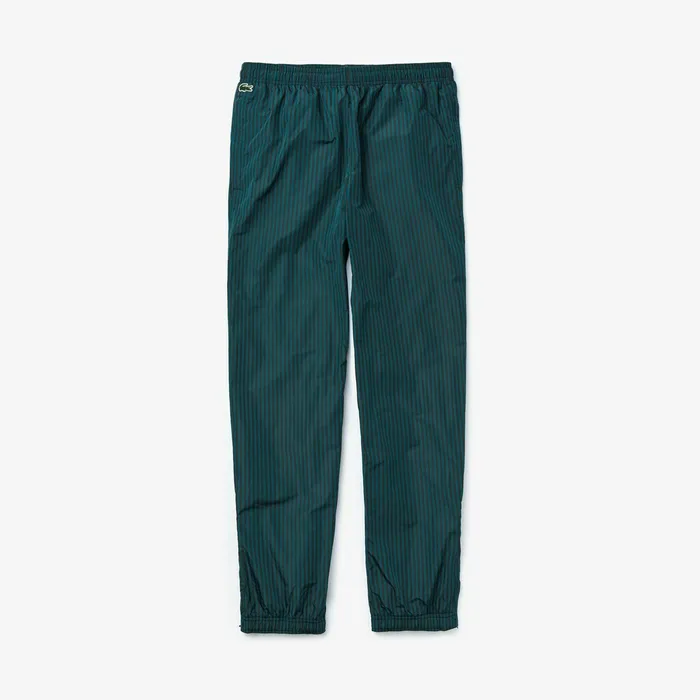 Pants and Shorts Lacoste Mens LIVE Lightweight Striped Track Pants BlackGreen Shop Online