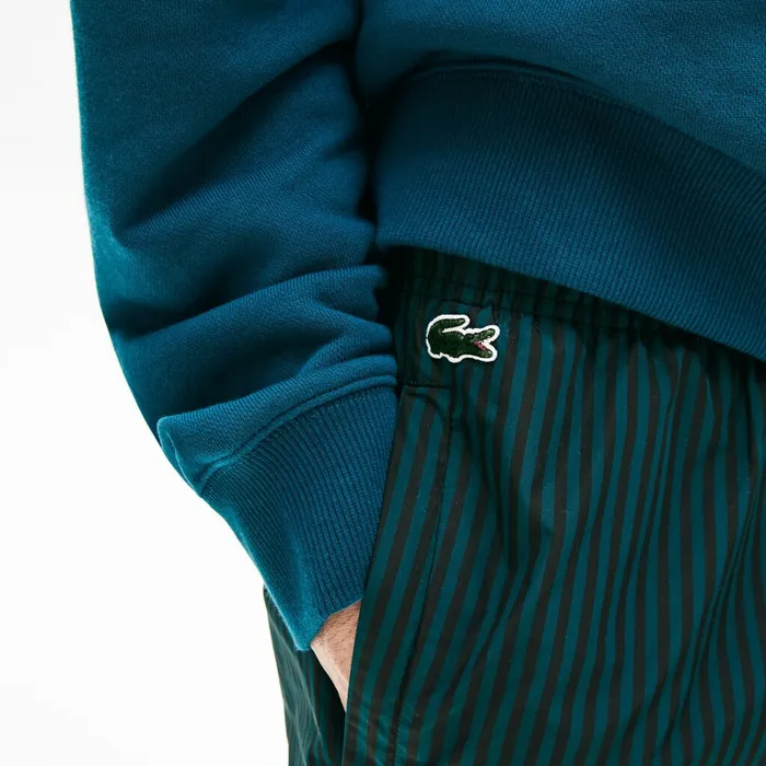 Pants and Shorts Lacoste Mens LIVE Lightweight Striped Track Pants BlackGreen Shop Online