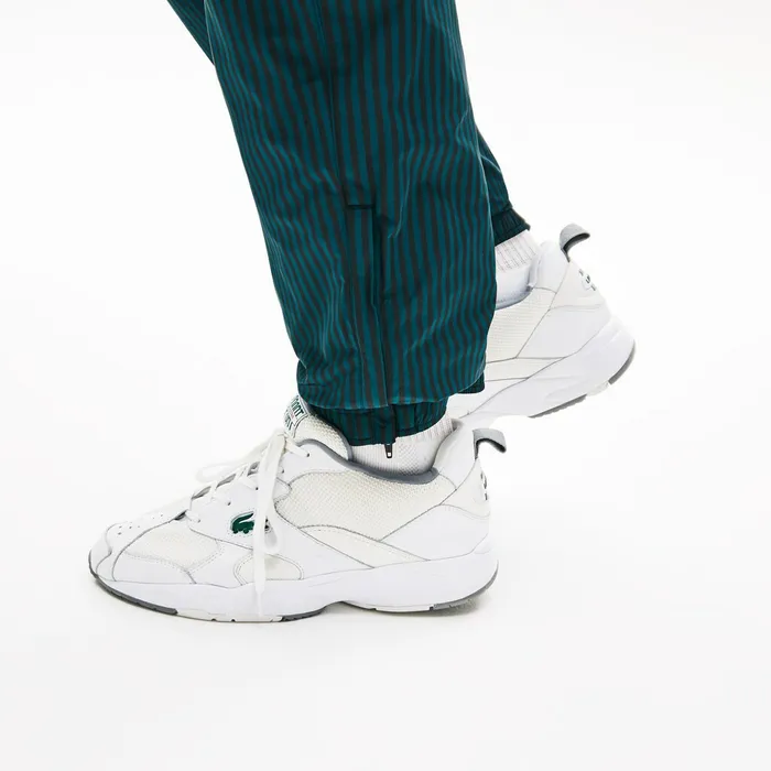 Pants and Shorts Lacoste Mens LIVE Lightweight Striped Track Pants BlackGreen Shop Online