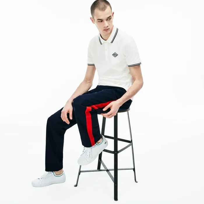 Pants and Shorts Lacoste Mens LIVE Loose Fit Chinos BlueRed Outlet