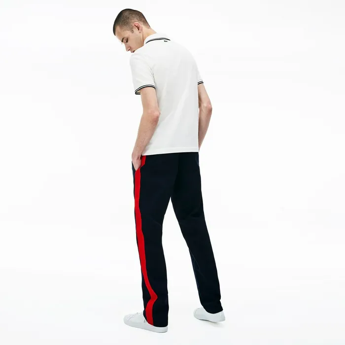 Pants and Shorts Lacoste Mens LIVE Loose Fit Chinos BlueRed Outlet