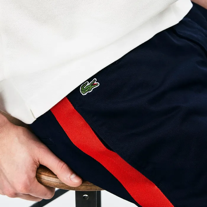 Pants and Shorts Lacoste Mens LIVE Loose Fit Chinos BlueRed Outlet