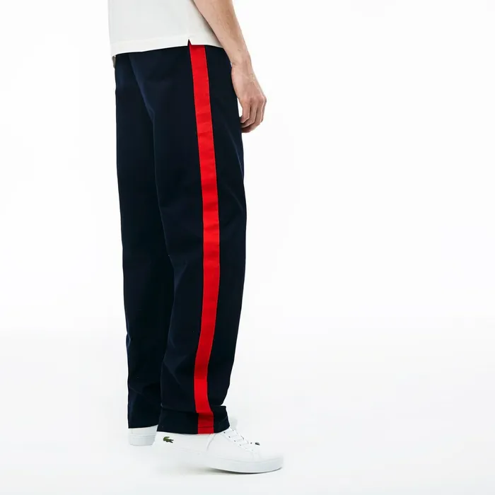 Pants and Shorts Lacoste Mens LIVE Loose Fit Chinos BlueRed Outlet