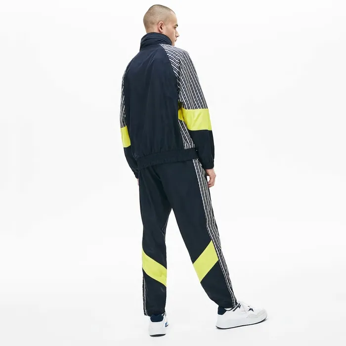 Pants and Shorts Lacoste Mens LIVE Patchwork Trackpants BlueYellowWhite Casaul