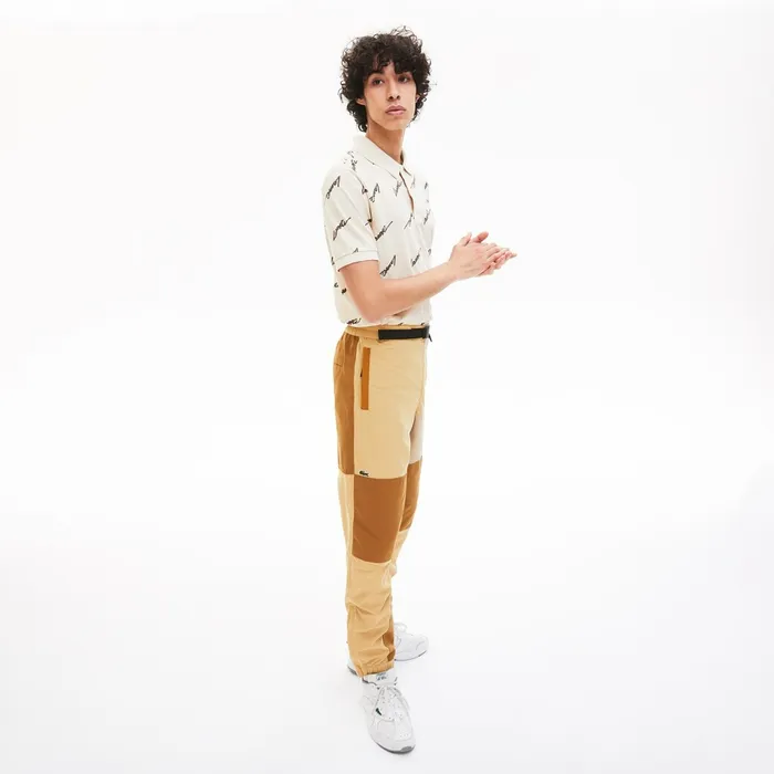 Pants and Shorts Lacoste Mens LIVE TwoTone Track Pants BeigeBrown Casaul