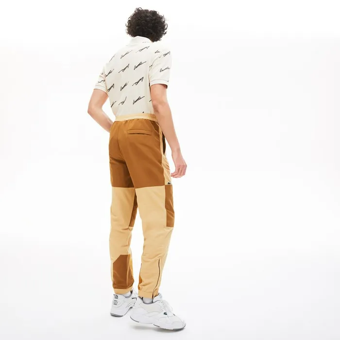 Pants and Shorts Lacoste Mens LIVE TwoTone Track Pants BeigeBrown Casaul