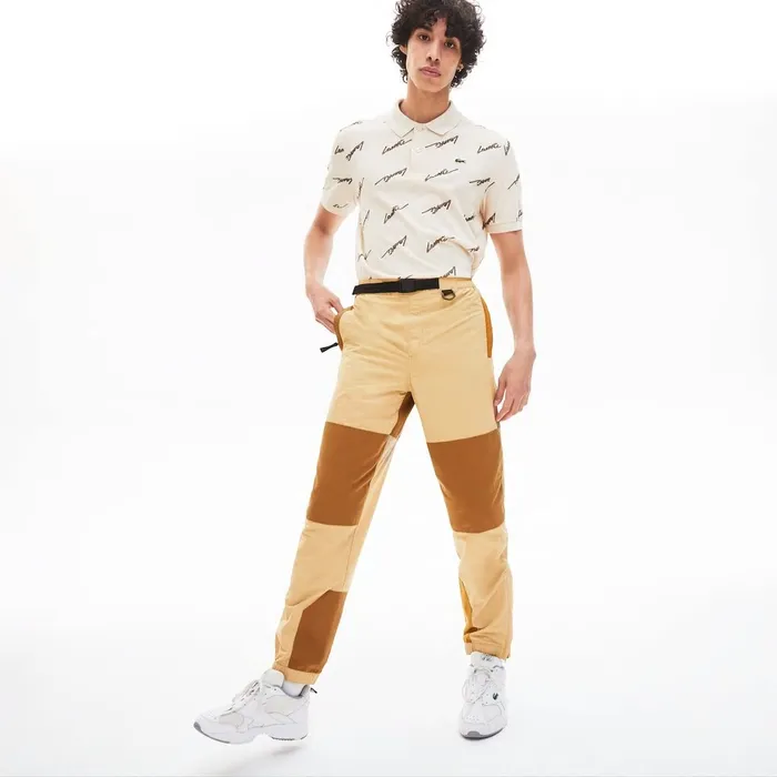 Pants and Shorts Lacoste Mens LIVE TwoTone Track Pants BeigeBrown Casaul