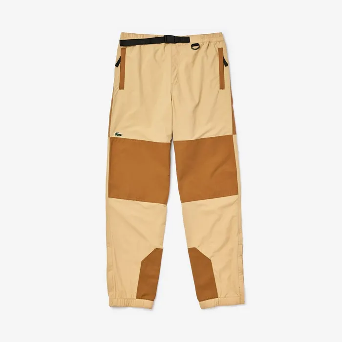Pants and Shorts Lacoste Mens LIVE TwoTone Track Pants BeigeBrown Casaul