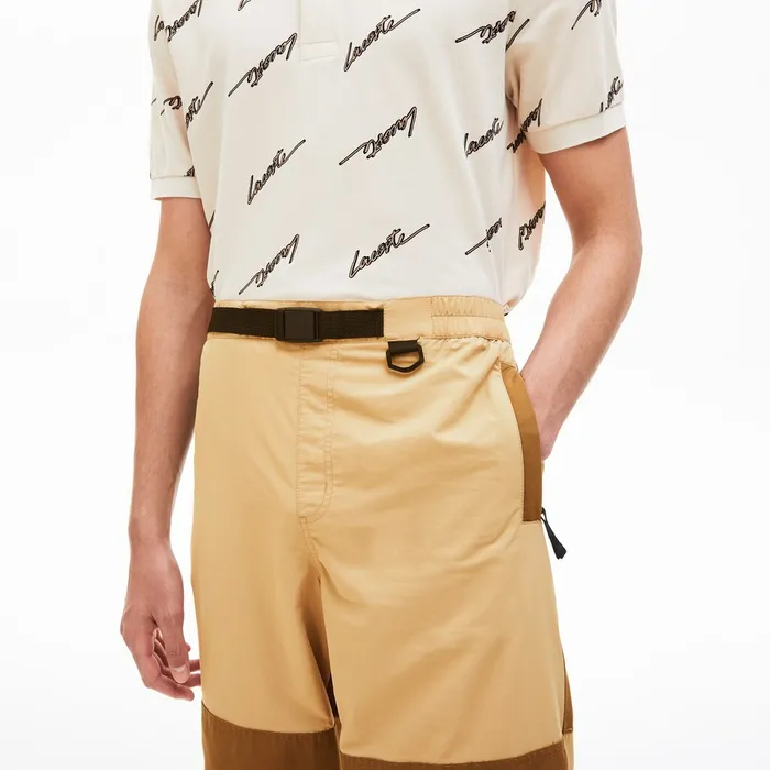 Pants and Shorts Lacoste Mens LIVE TwoTone Track Pants BeigeBrown Casaul