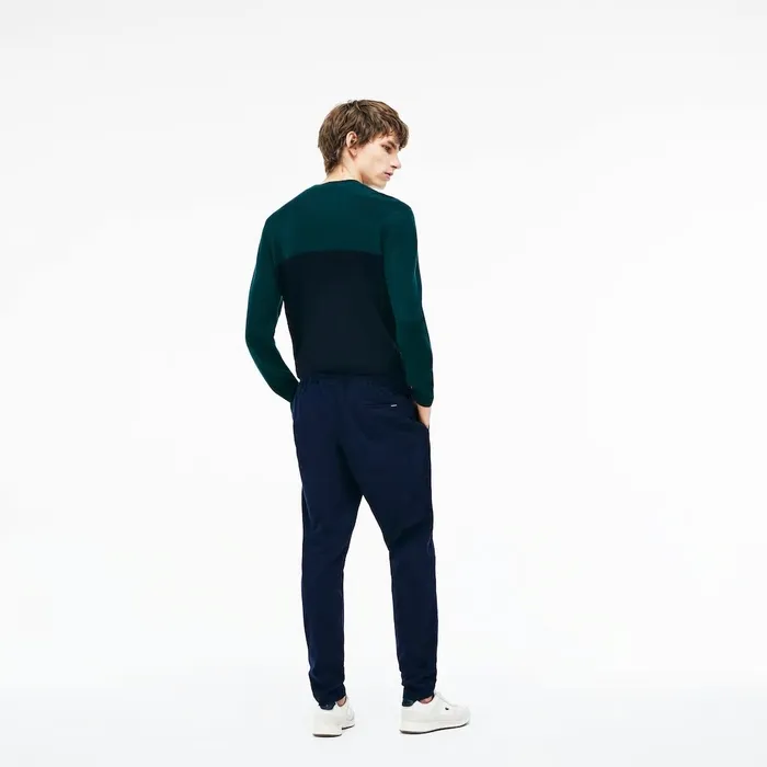 Pants and Shorts Lacoste Mens Slim Fit Elasticized Cotton Twill Chino Pants Navy Blue Popular