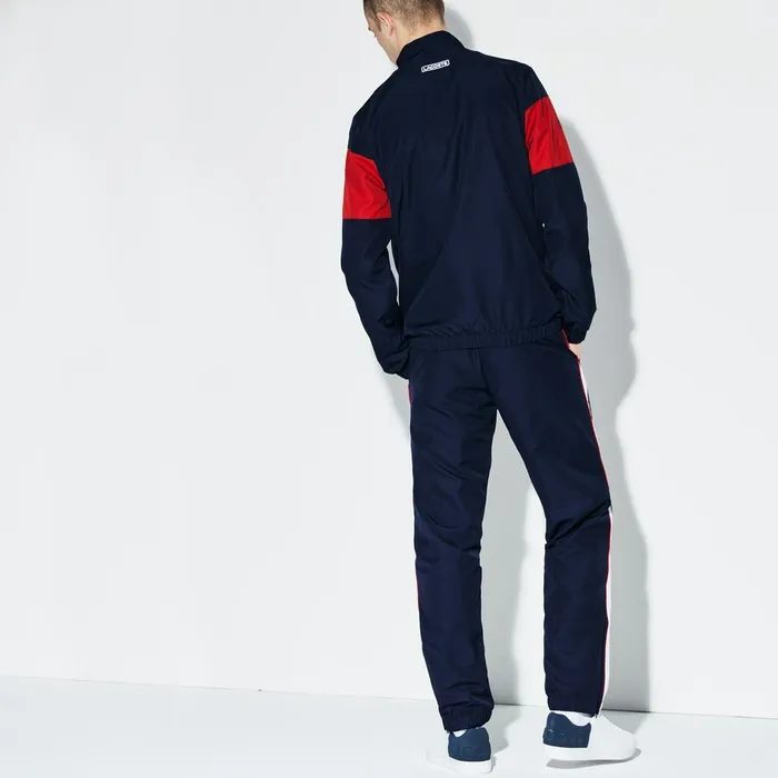 Pants and Shorts Lacoste Mens SPORT Colored Bands Taffeta Tennis Tracksuit Navy BlueRedWhite For Sale