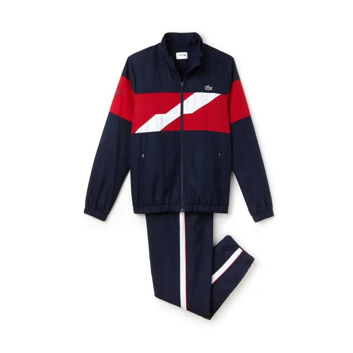 Pants and Shorts Lacoste Mens SPORT Colored Bands Taffeta Tennis Tracksuit Navy BlueRedWhite For Sale