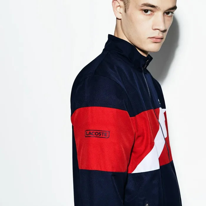 Pants and Shorts Lacoste Mens SPORT Colored Bands Taffeta Tennis Tracksuit Navy BlueRedWhite For Sale