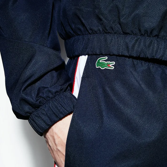 Pants and Shorts Lacoste Mens SPORT Colored Bands Taffeta Tennis Tracksuit Navy BlueRedWhite For Sale