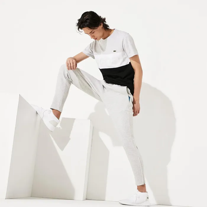 Pants and Shorts Lacoste Mens SPORT Fitted CottonBlend Sweatpants Grey ChineBlue Cheap On Sale