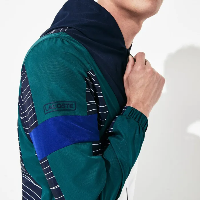 Pants and Shorts Lacoste Mens SPORT Hooded ColorBlock Tennis Track Suit Navy BlueWhiteGreenNavy Blue USA