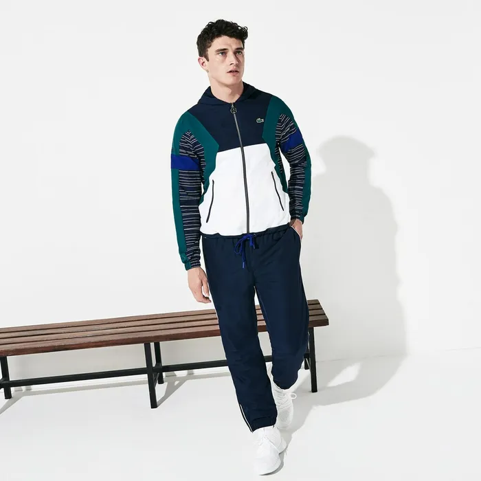 Pants and Shorts Lacoste Mens SPORT Hooded ColorBlock Tennis Track Suit Navy BlueWhiteGreenNavy Blue USA