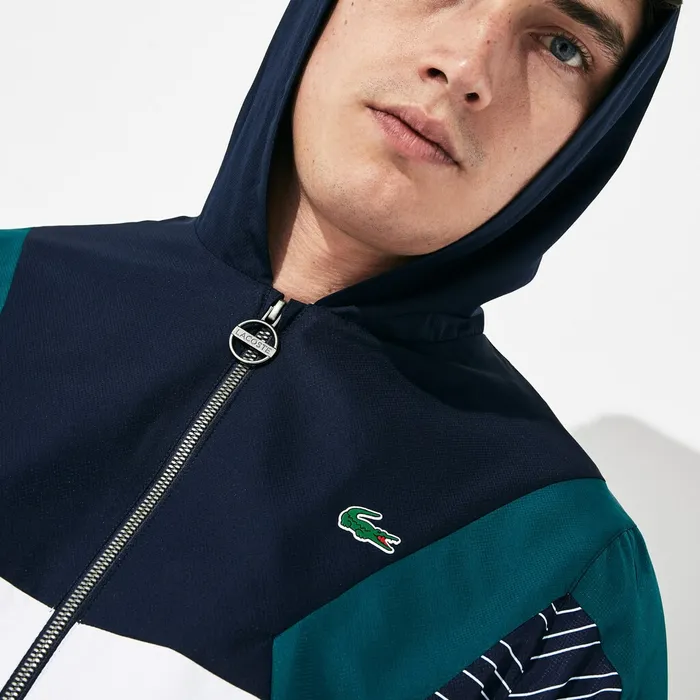 Pants and Shorts Lacoste Mens SPORT Hooded ColorBlock Tennis Track Suit Navy BlueWhiteGreenNavy Blue USA