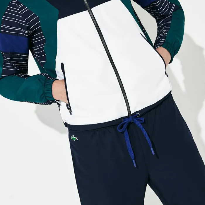 Pants and Shorts Lacoste Mens SPORT Hooded ColorBlock Tennis Track Suit Navy BlueWhiteGreenNavy Blue USA