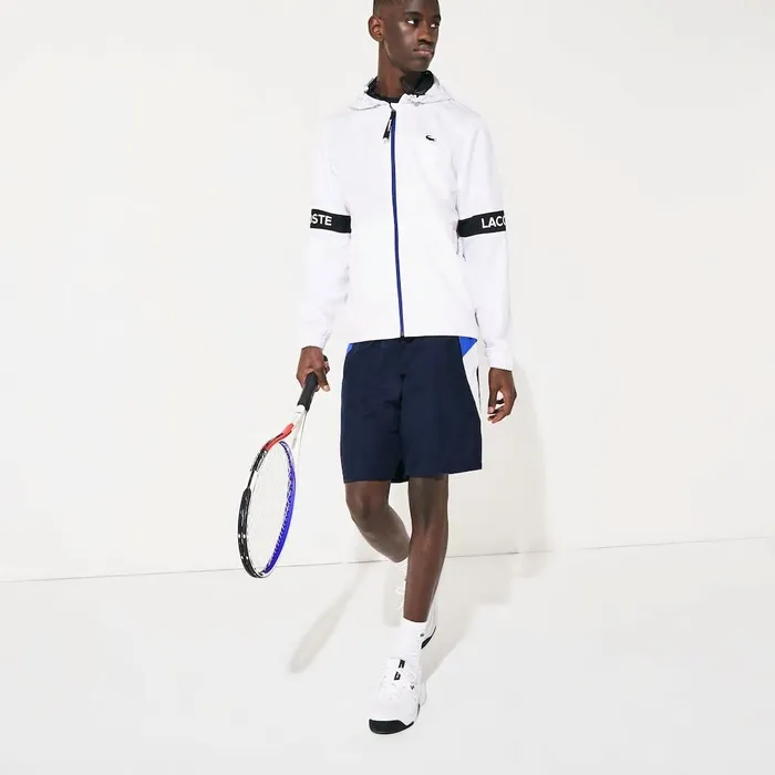 Pants and Shorts Lacoste Mens SPORT Lightweight Colorblock Tennis Shorts Navy BlueBlueWhite Outlet Factory