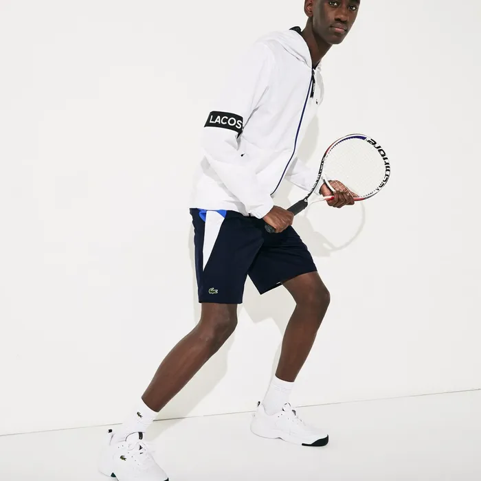 Pants and Shorts Lacoste Mens SPORT Lightweight Colorblock Tennis Shorts Navy BlueBlueWhite Outlet Factory