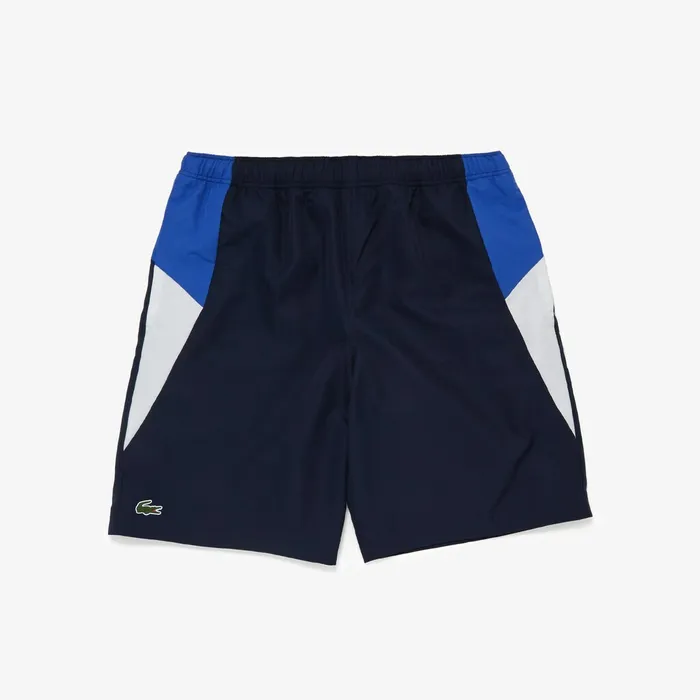 Pants and Shorts Lacoste Mens SPORT Lightweight Colorblock Tennis Shorts Navy BlueBlueWhite Outlet Factory