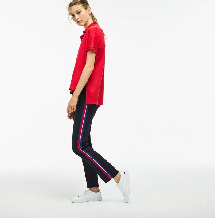 Pants and Shorts Lacoste Womens Slim Fit Side Bands Stretch Wool Piqu Navy Blue Outlet Factory